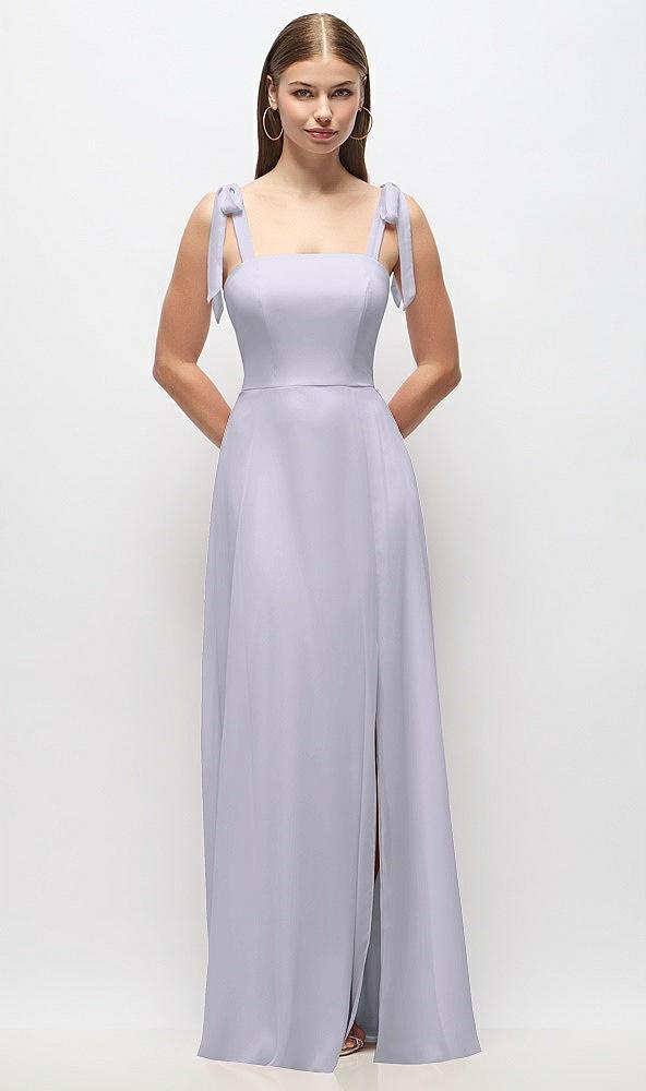 tie-shoulder chiffon maxi dress with front slit