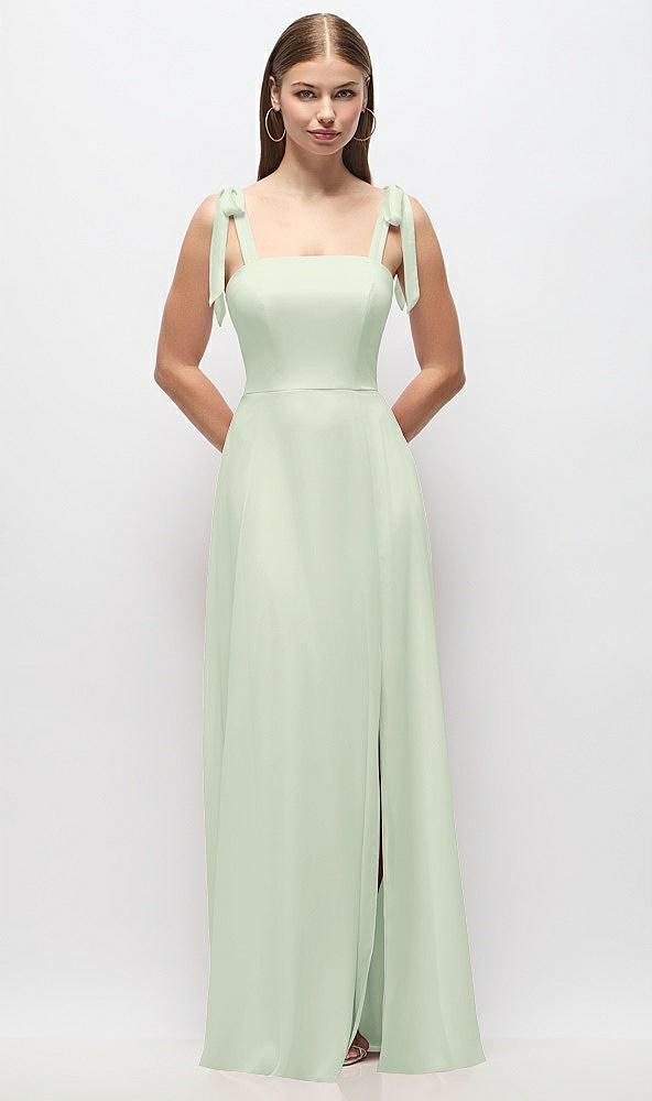 tie-shoulder chiffon maxi dress with front slit
