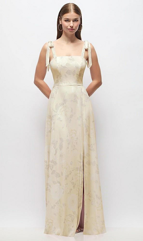 tie-shoulder chiffon maxi dress with front slit