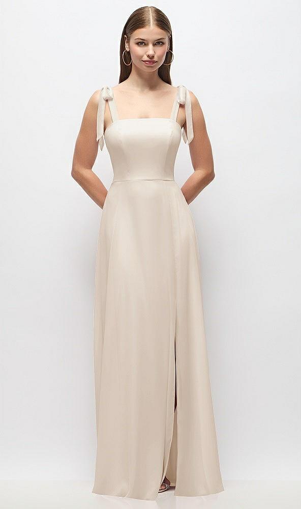 tie-shoulder chiffon maxi dress with front slit