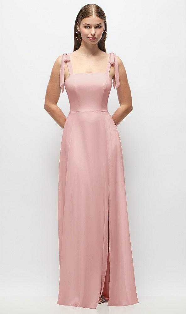 tie-shoulder chiffon maxi dress with front slit