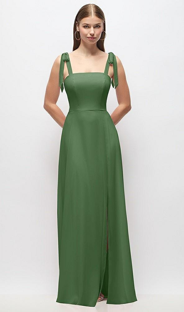 tie-shoulder chiffon maxi dress with front slit
