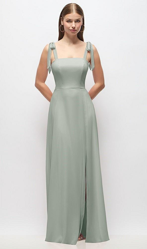 tie-shoulder chiffon maxi dress with front slit