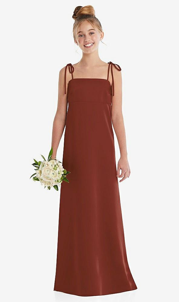 tie shoulder empire waist junior bridesmaid dress