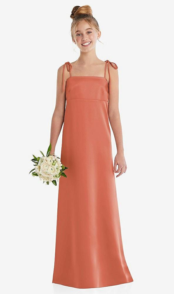 tie shoulder empire waist junior bridesmaid dress