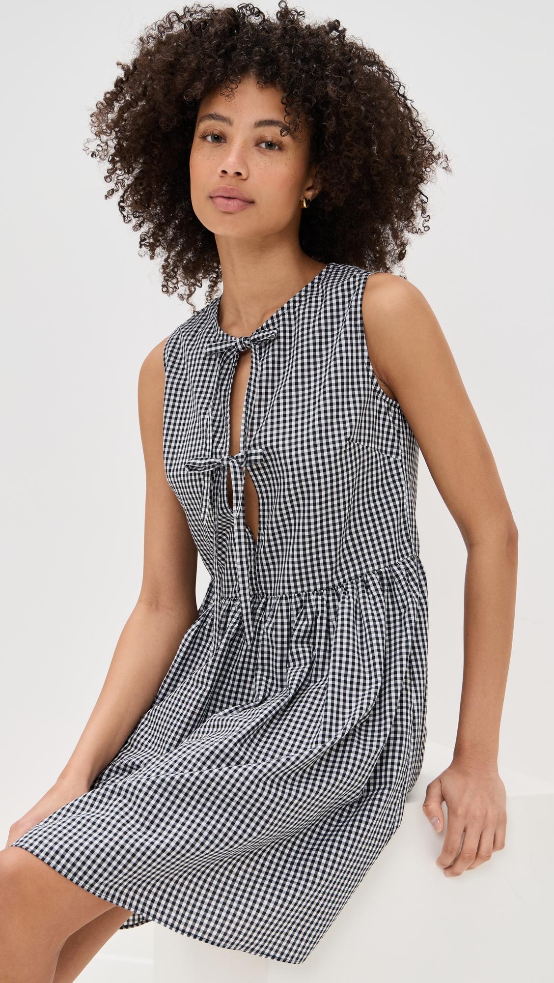 tie up gingham dress