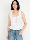 tie-waist lace-trim top