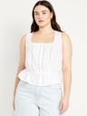 tie-waist lace-trim top