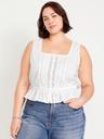 tie-waist lace-trim top