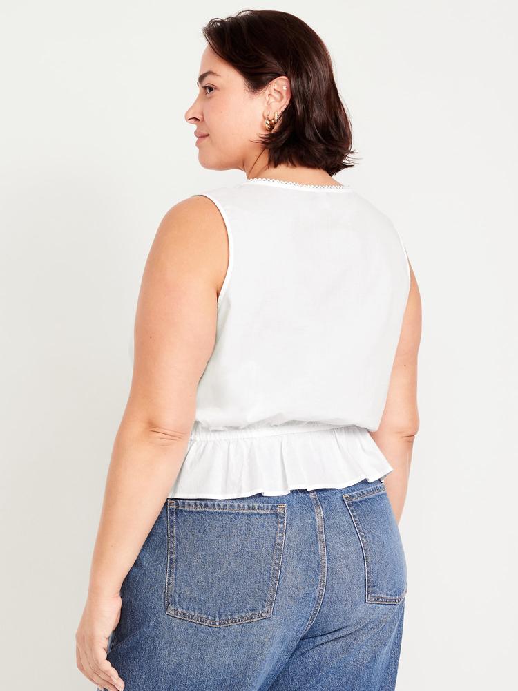 tie-waist lace-trim top