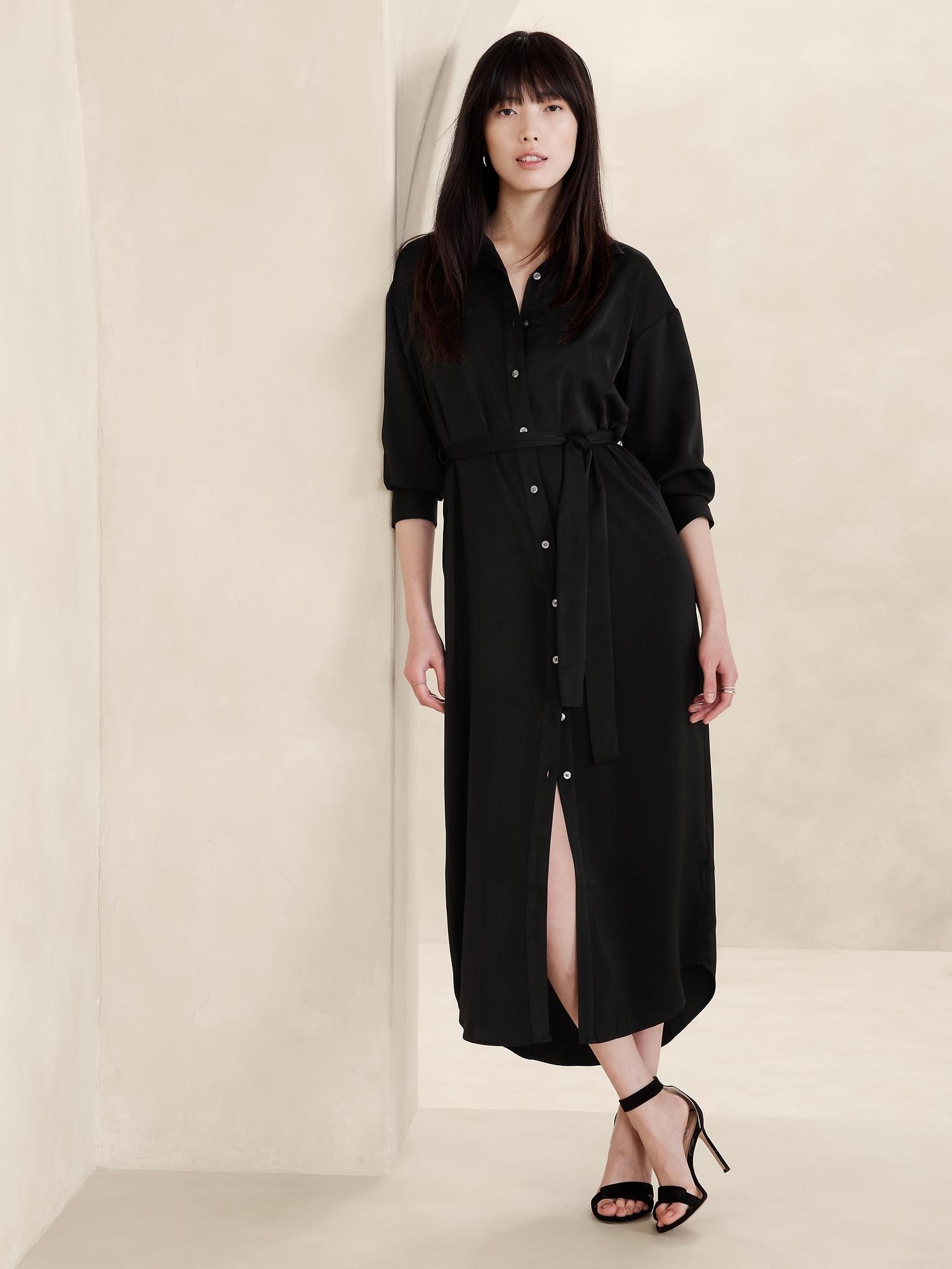 tie-waist maxi shirtdress