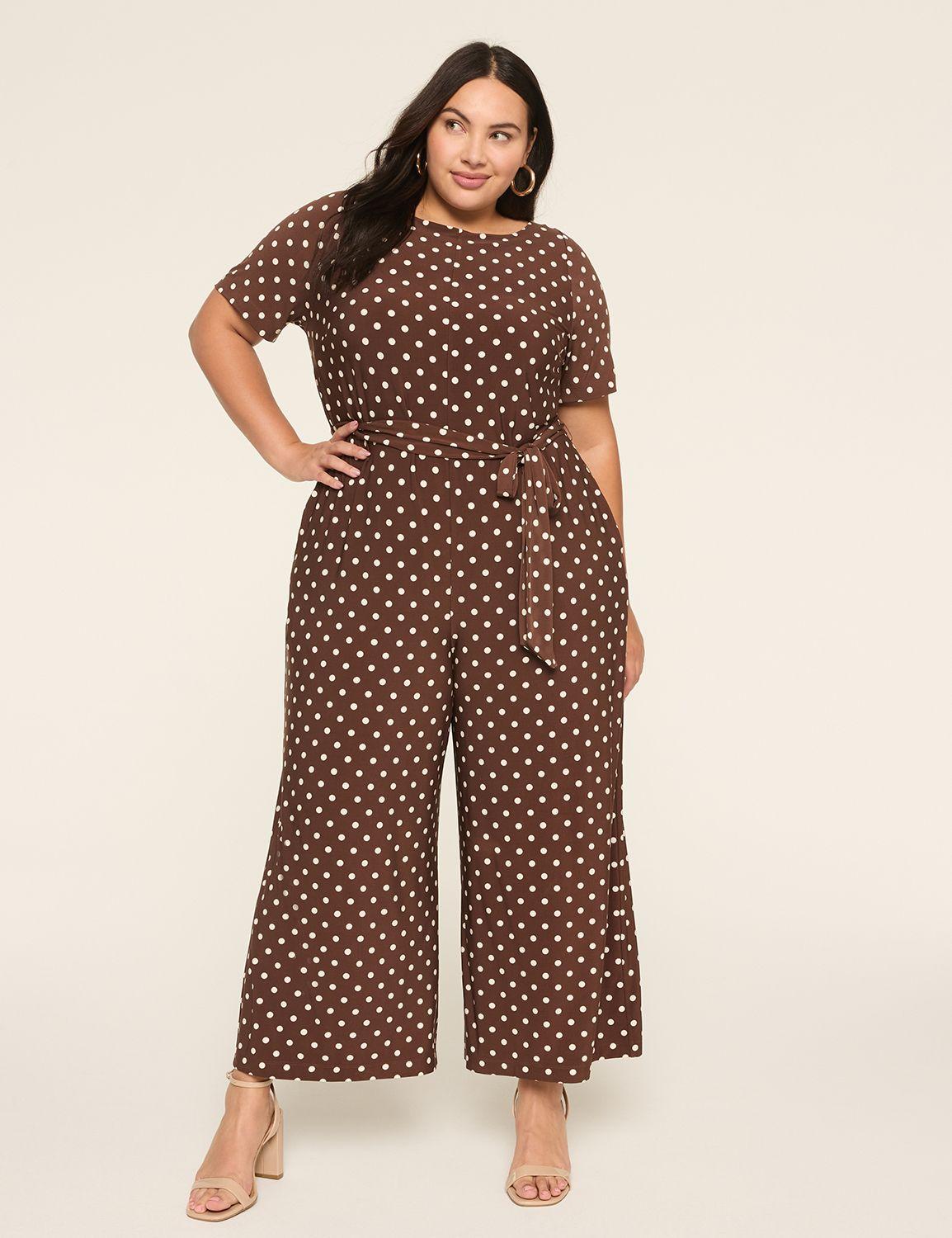 tie-waist wide leg jersey jumpsuit