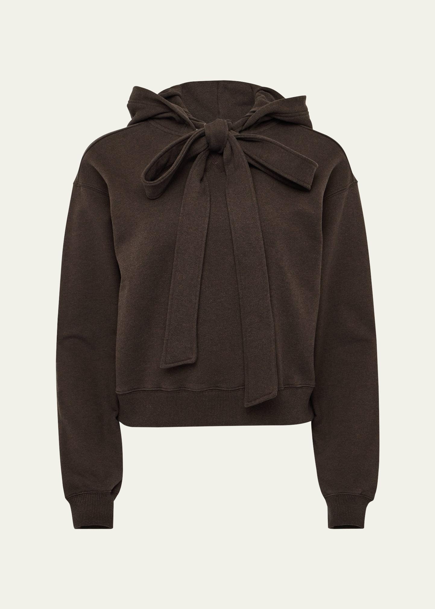 tied bow cotton hoodie