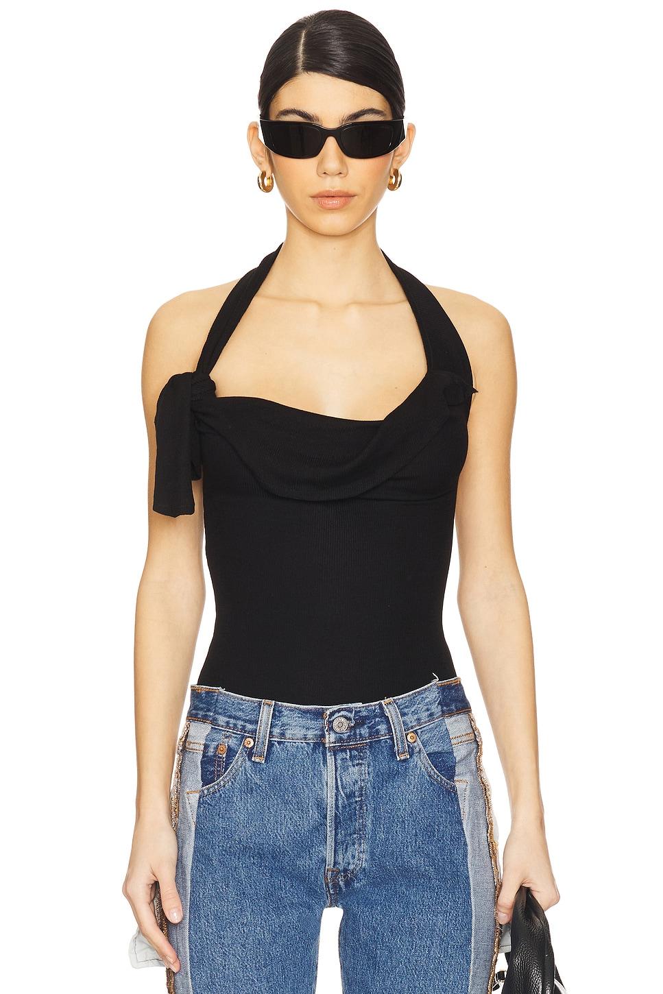 tied up halter bodysuit