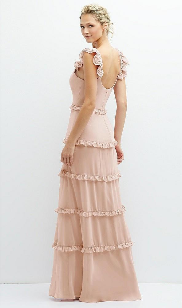 tiered chiffon maxi a-line dress with convertible ruffle straps