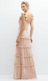 tiered chiffon maxi a-line dress with convertible ruffle straps
