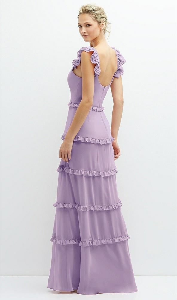 tiered chiffon maxi a-line dress with convertible ruffle straps