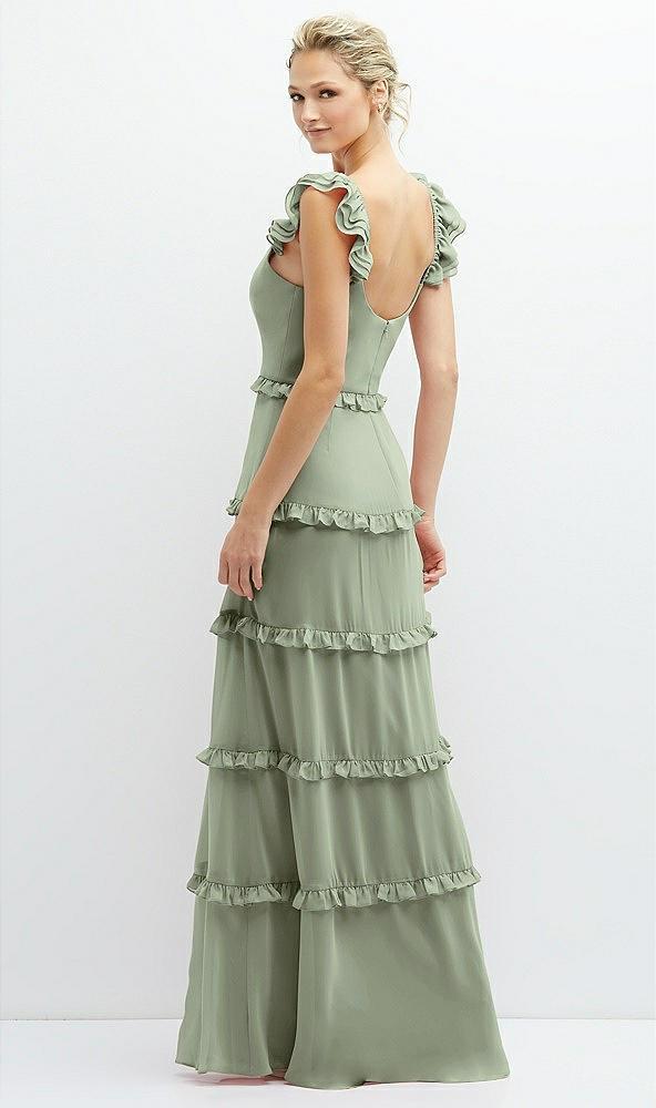 tiered chiffon maxi a-line dress with convertible ruffle straps