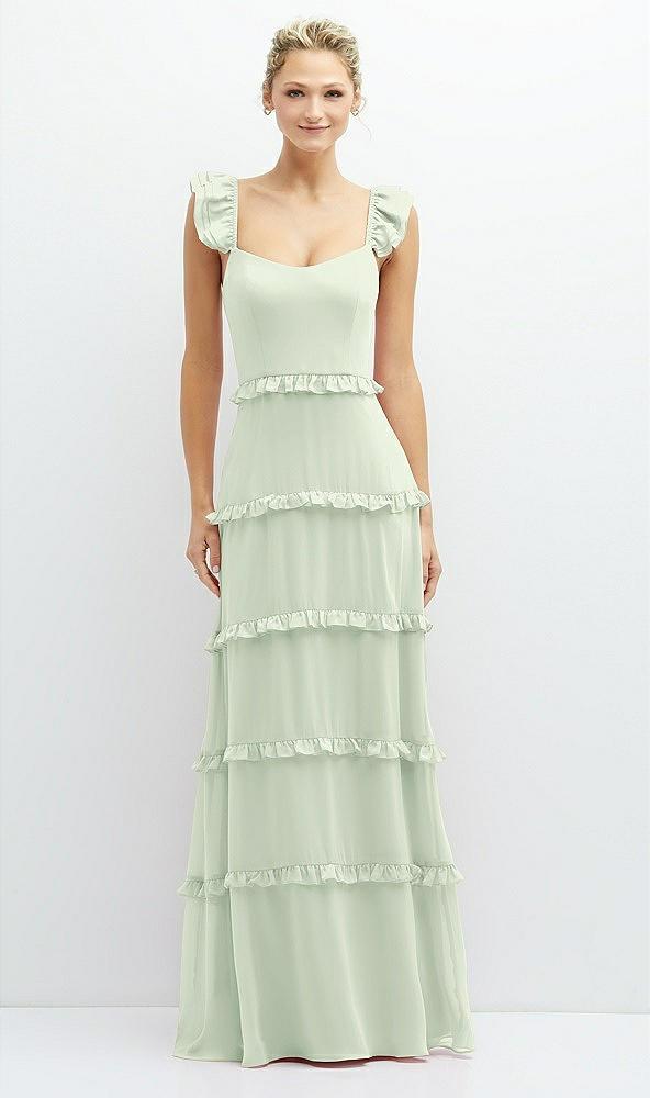 tiered chiffon maxi a-line dress with convertible ruffle straps