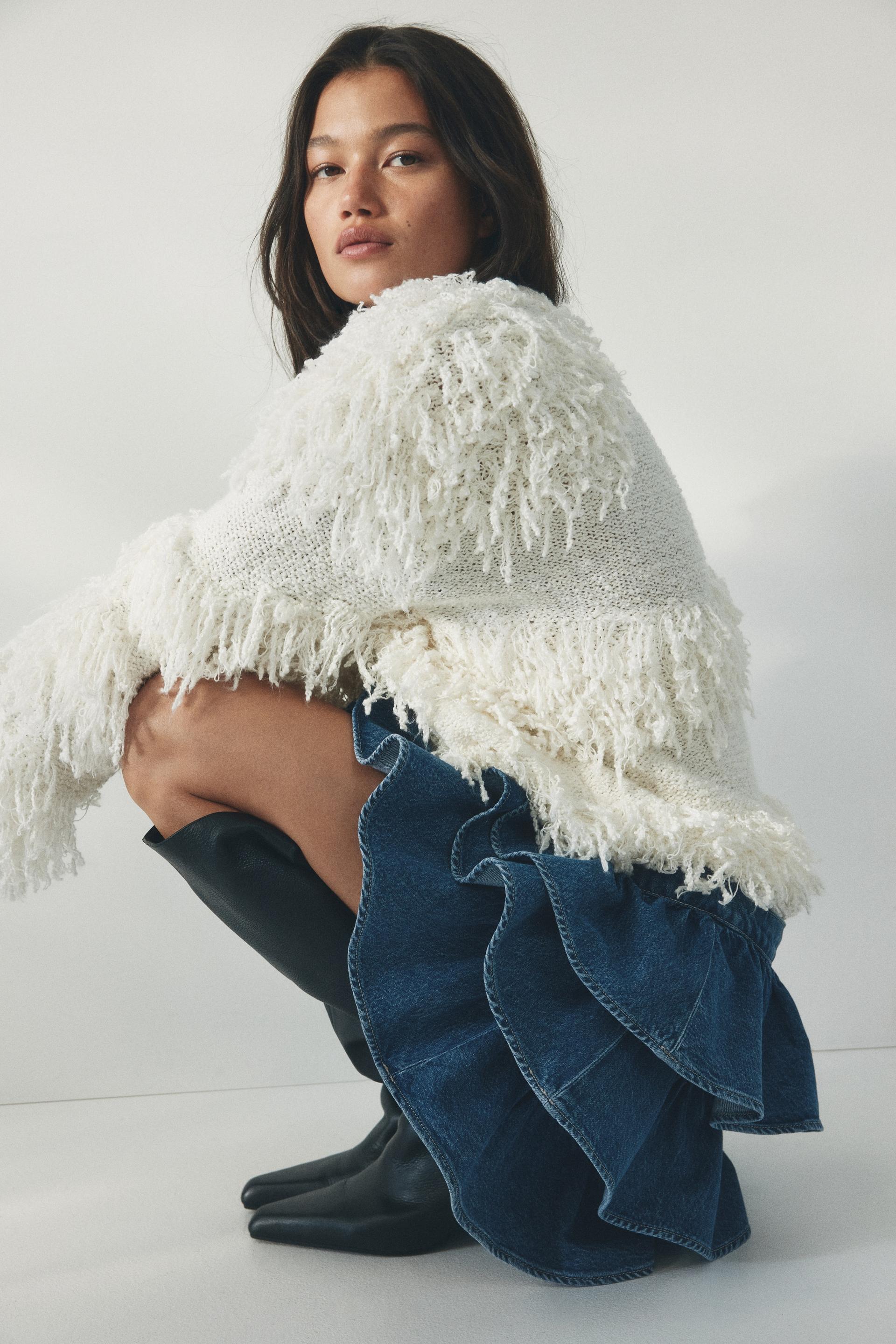 tiered denim skirt