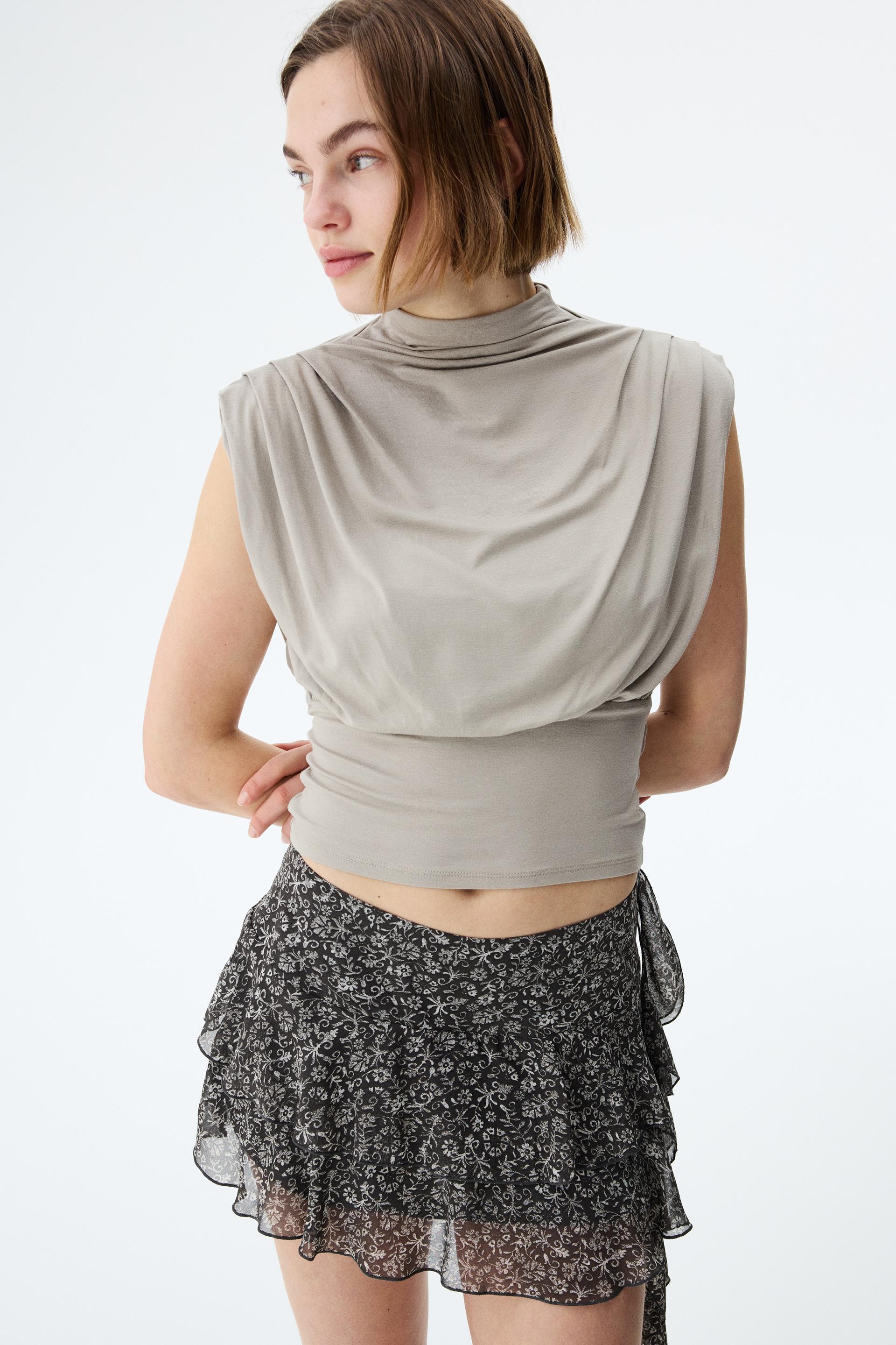 tiered draped-panel skirt