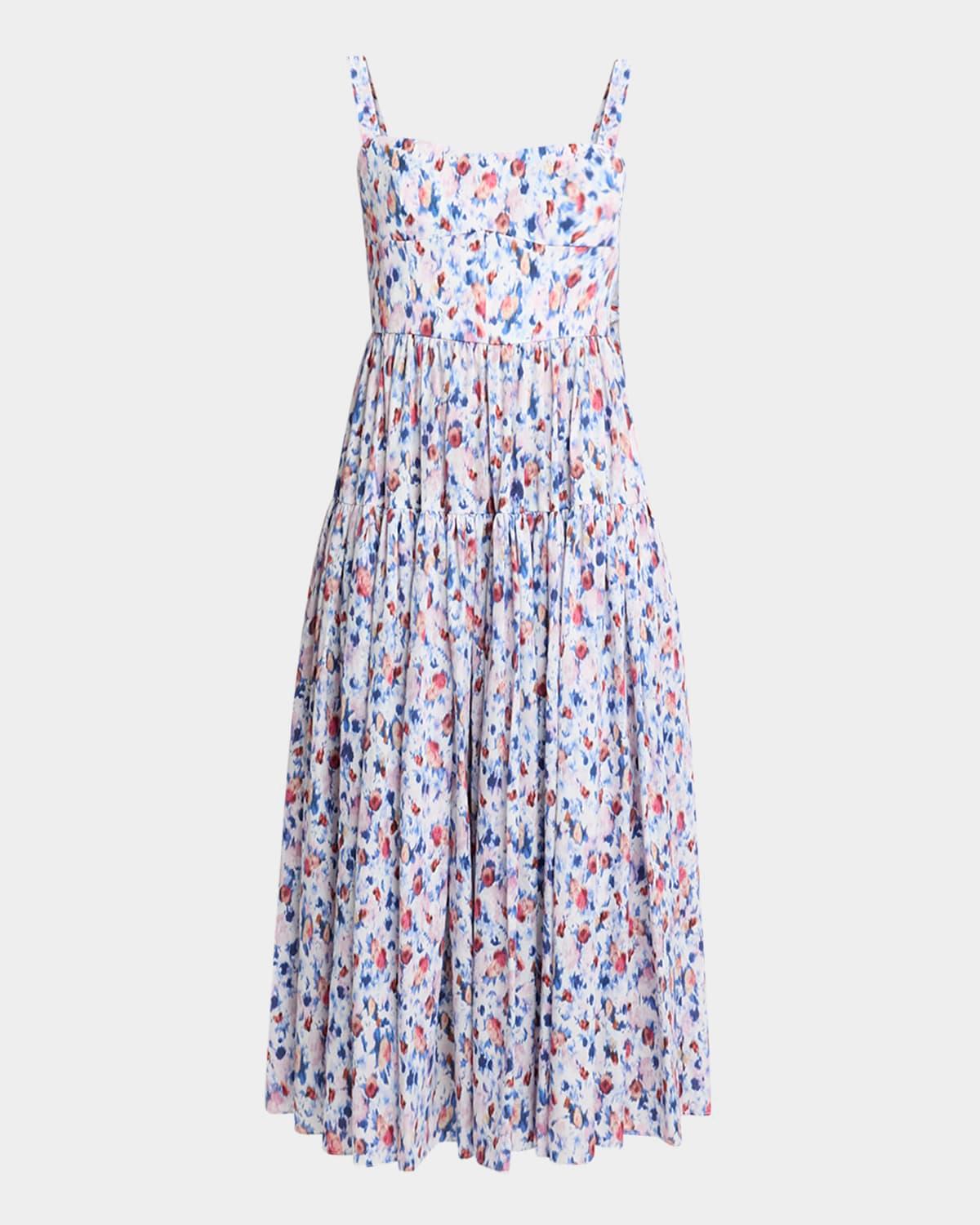 tiered fit-and-flare midi dress