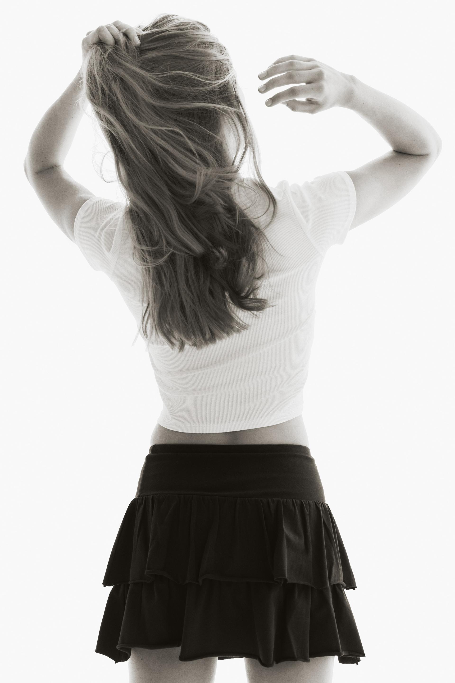 tiered jersey mini skirt