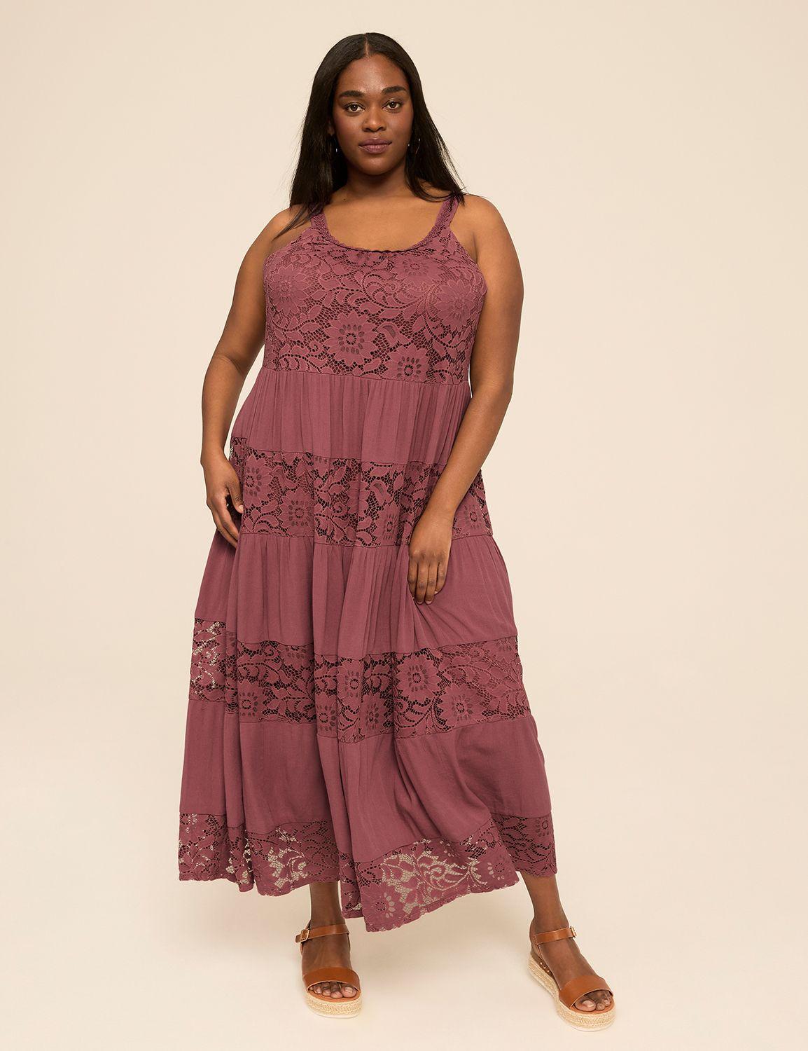 tiered lace maxi dress