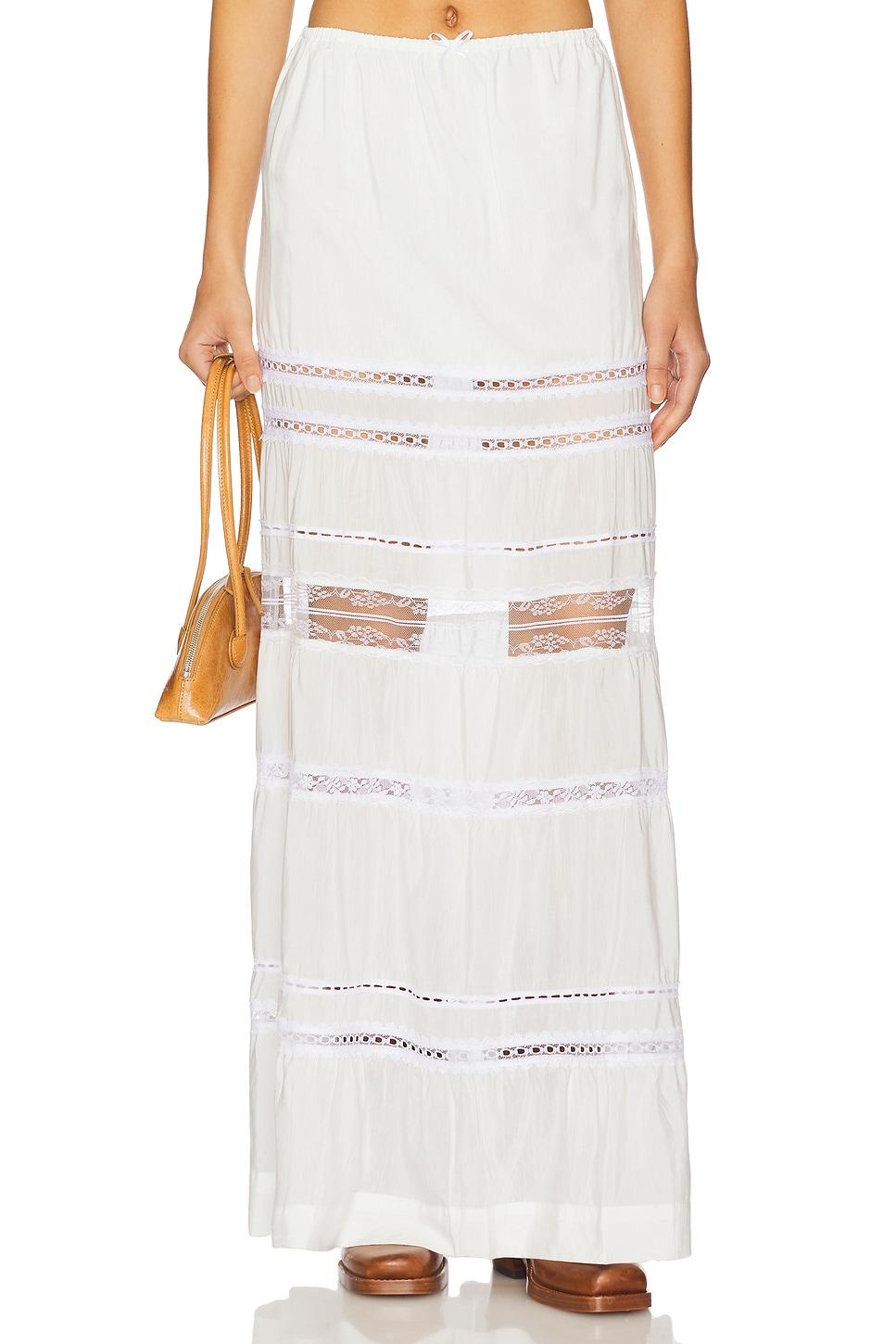 tiered lace maxi skirt