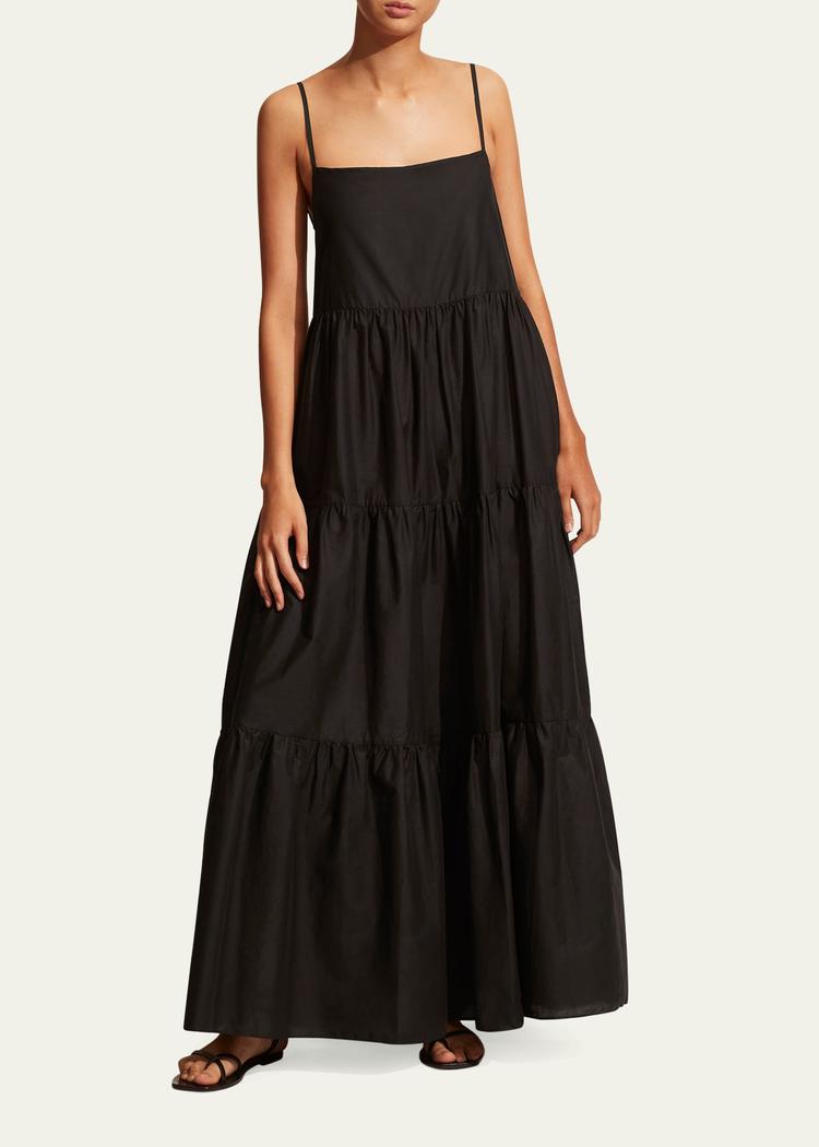 tiered low-back maxi sundress