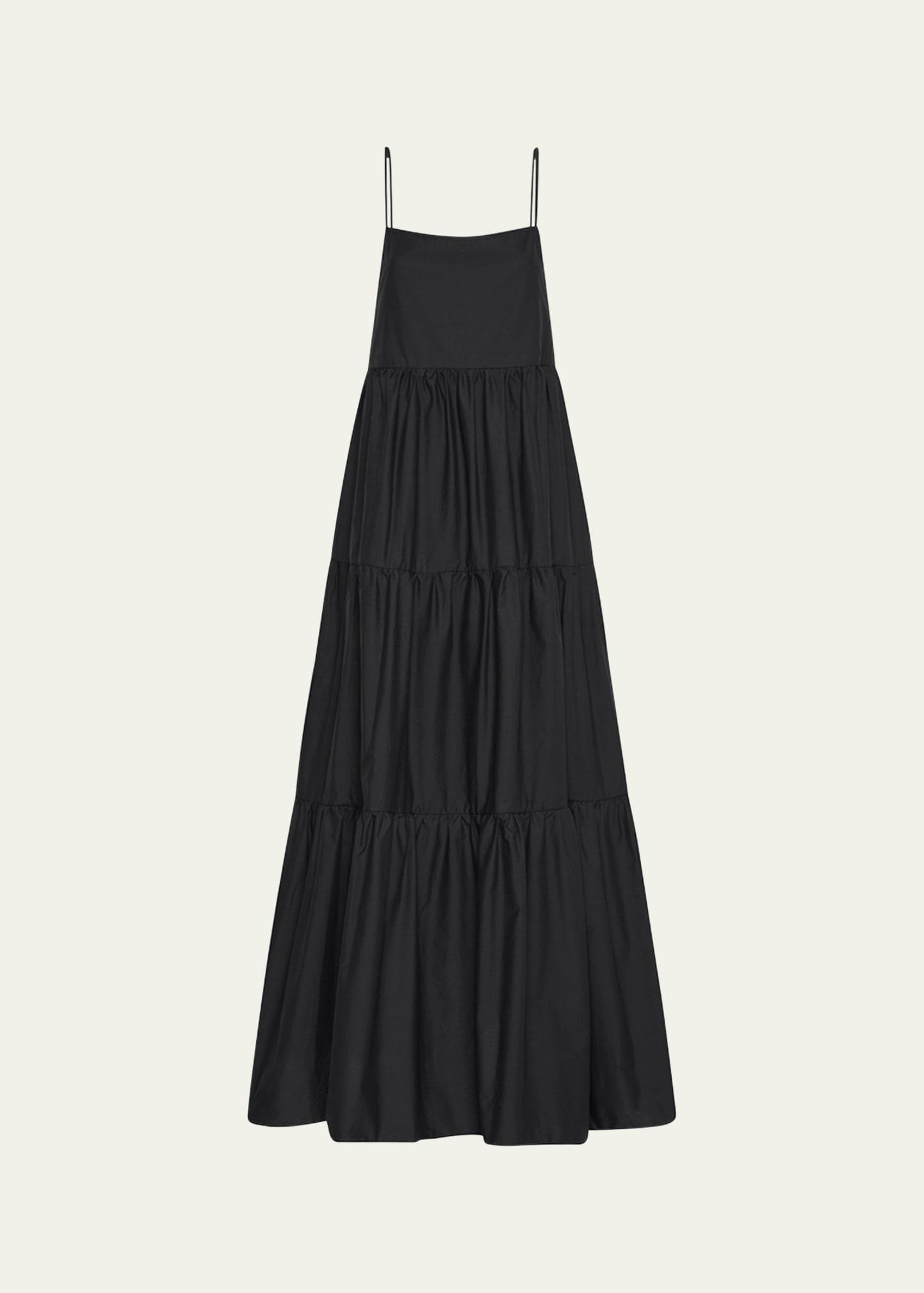 tiered low-back maxi sundress
