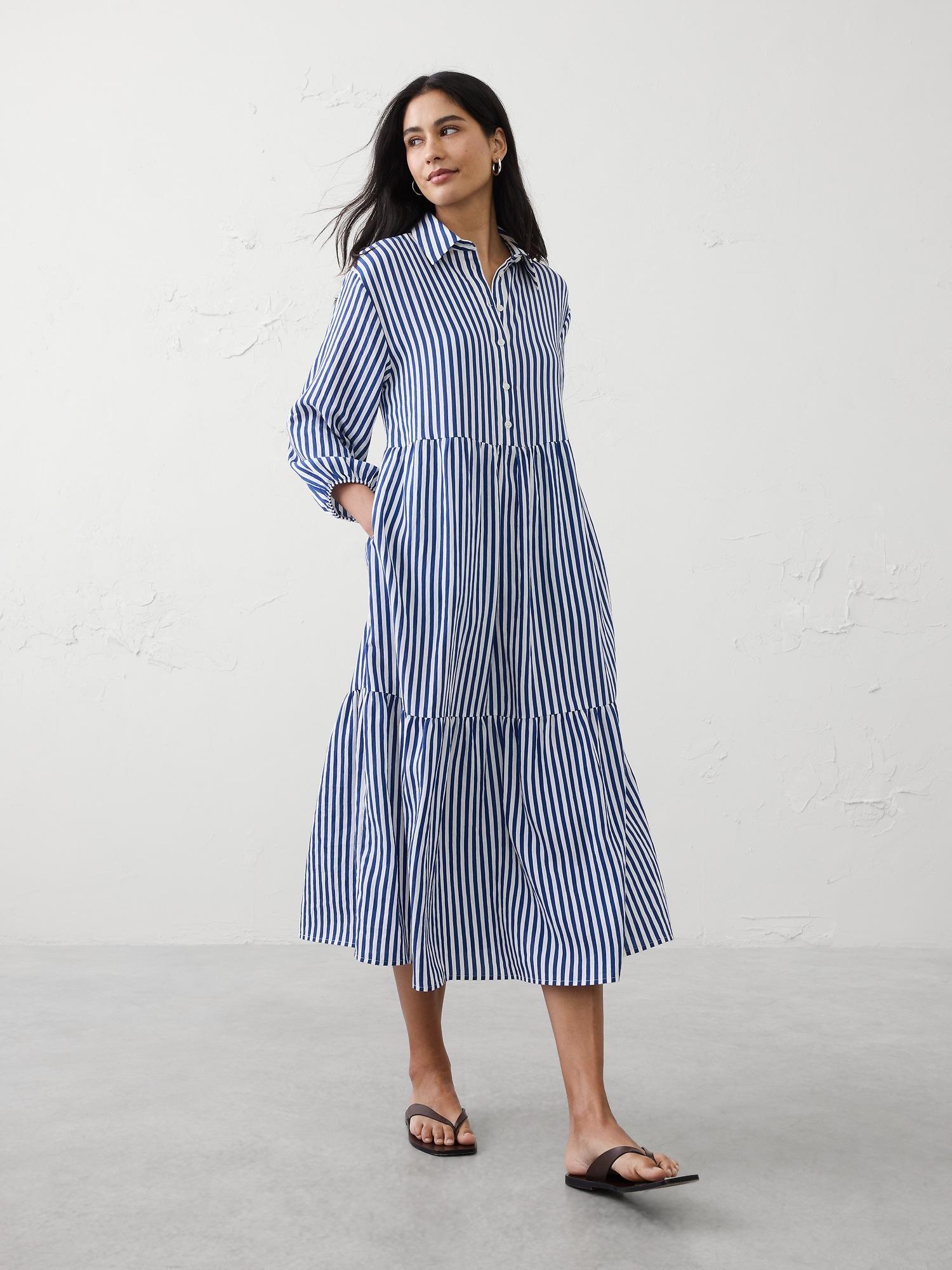 tiered midi shirtdress