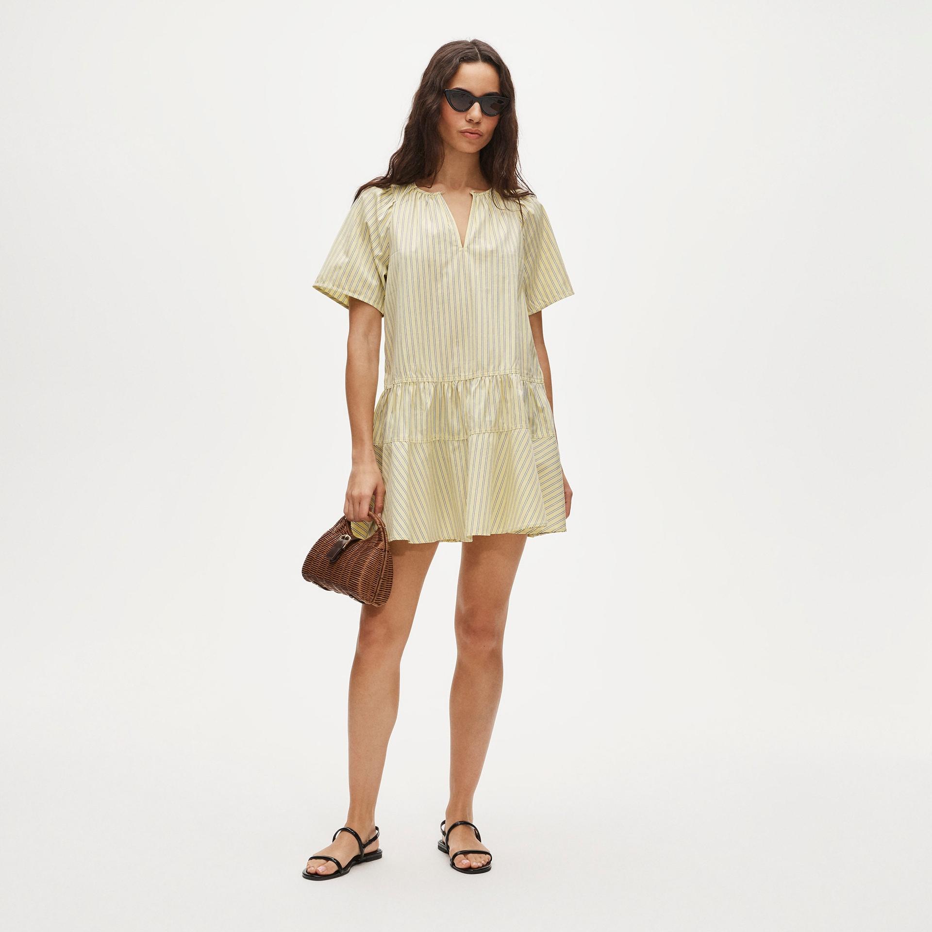 tiered popover dress in cotton poplin