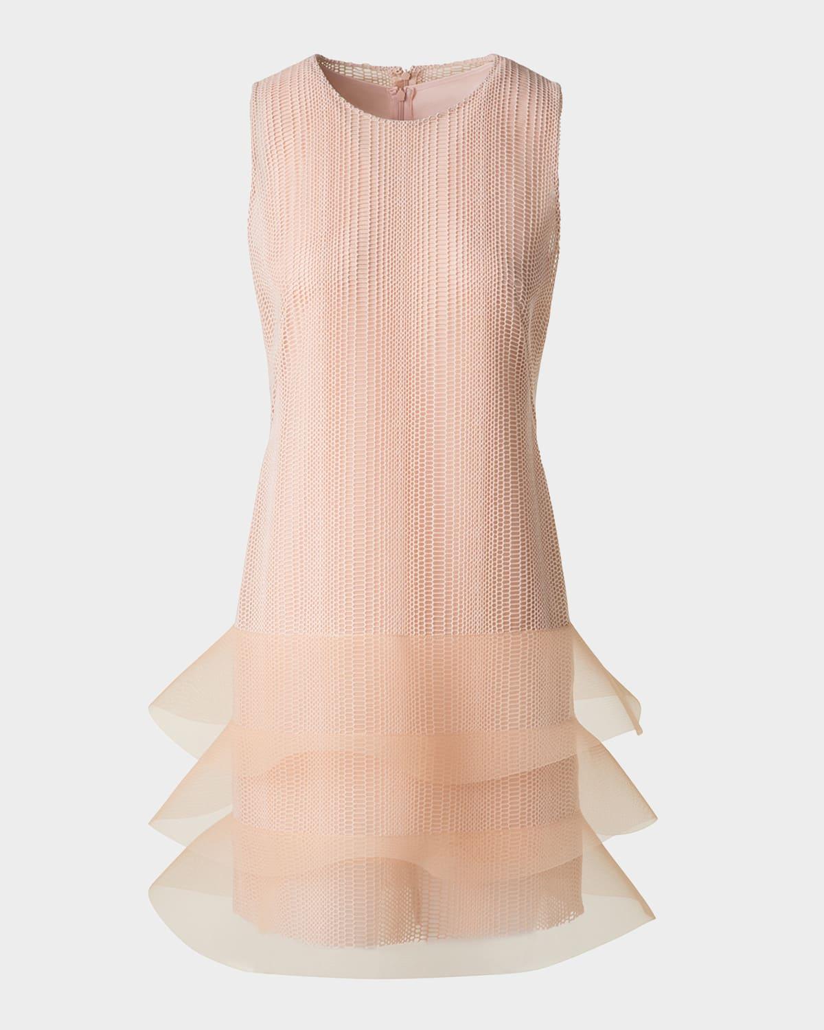tiered ruffle embroidered sleeveless mini dress
