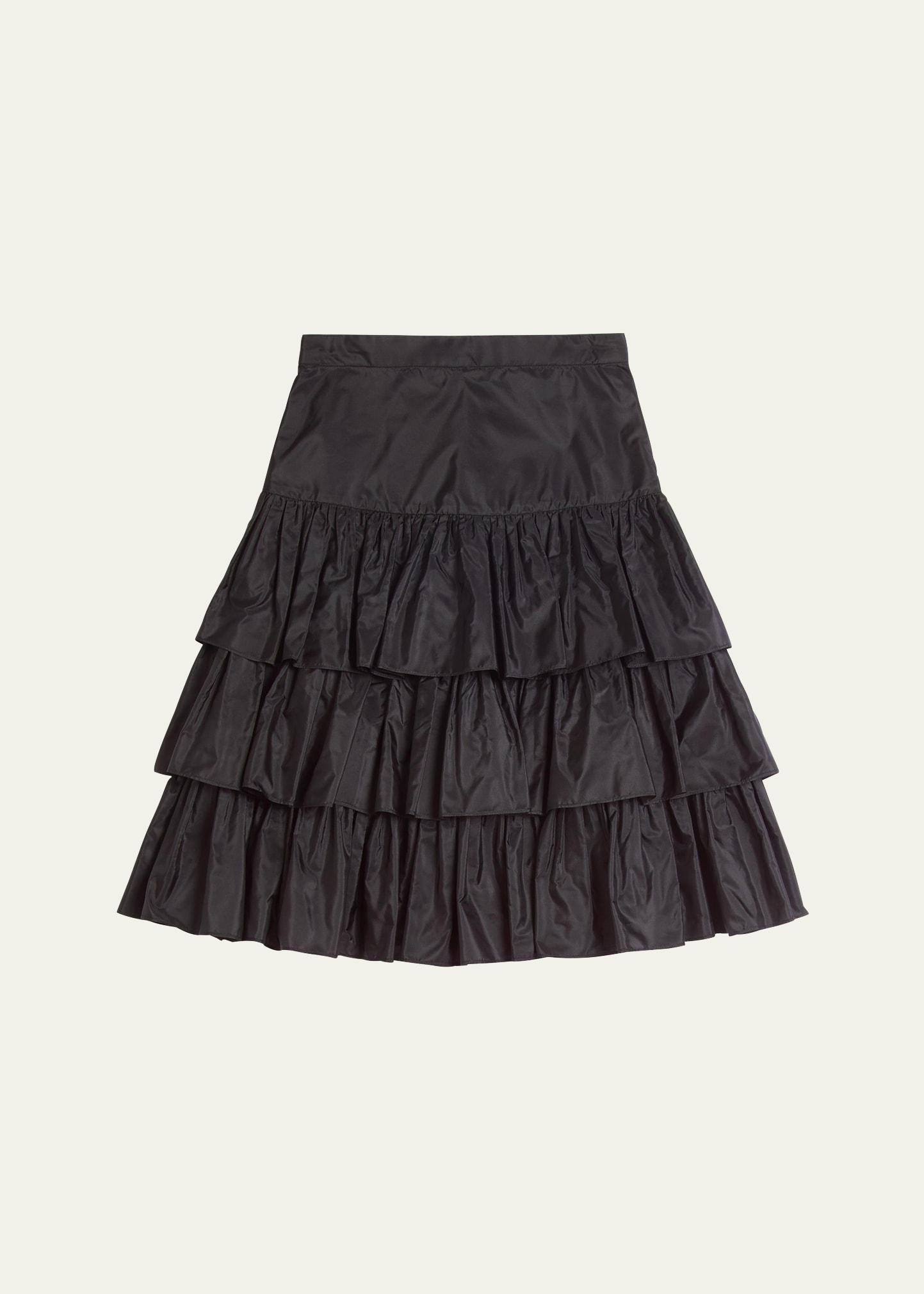 tiered ruffle silk skirt