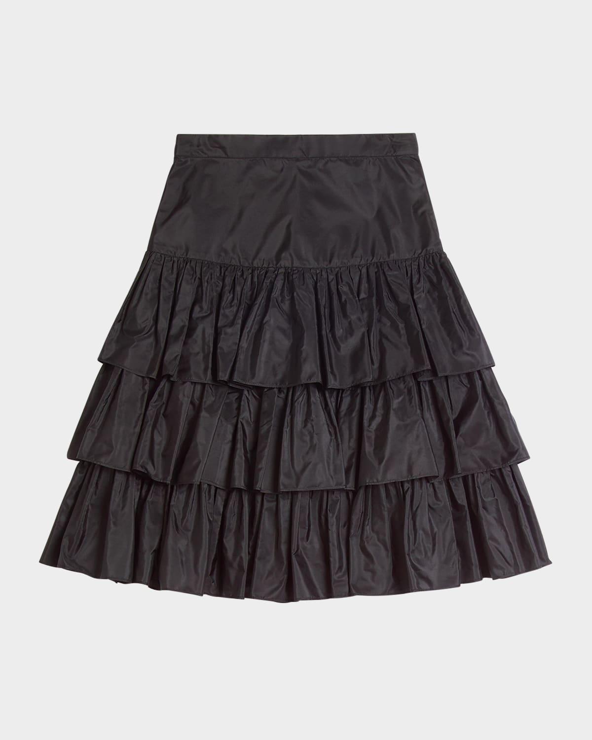 tiered ruffle silk skirt