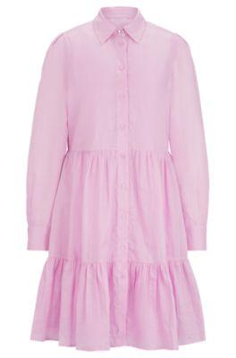 tiered shirt dress in ramie with cotton inner dress- light purple women's day dresses