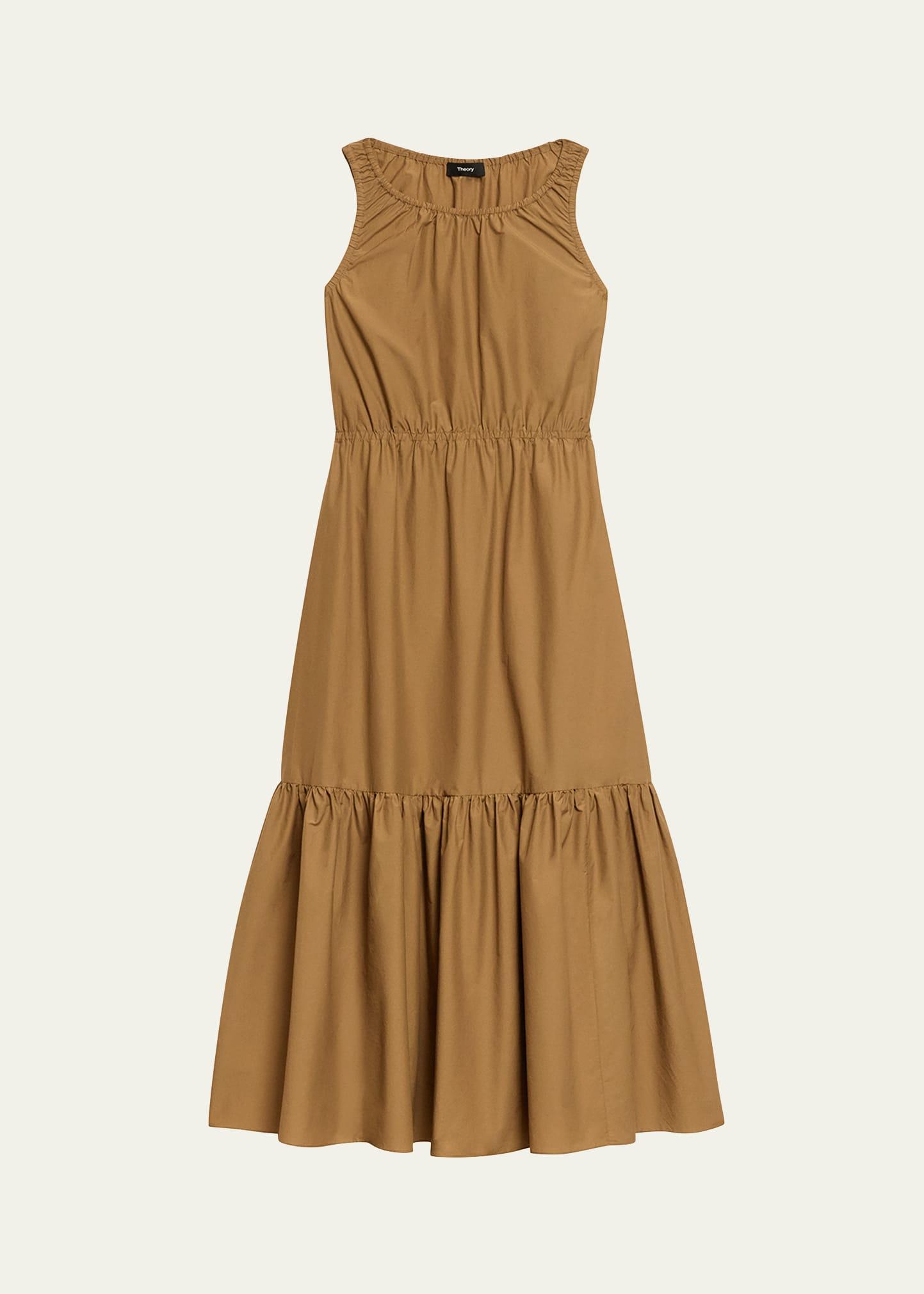 tiered sleeveless gathered dress