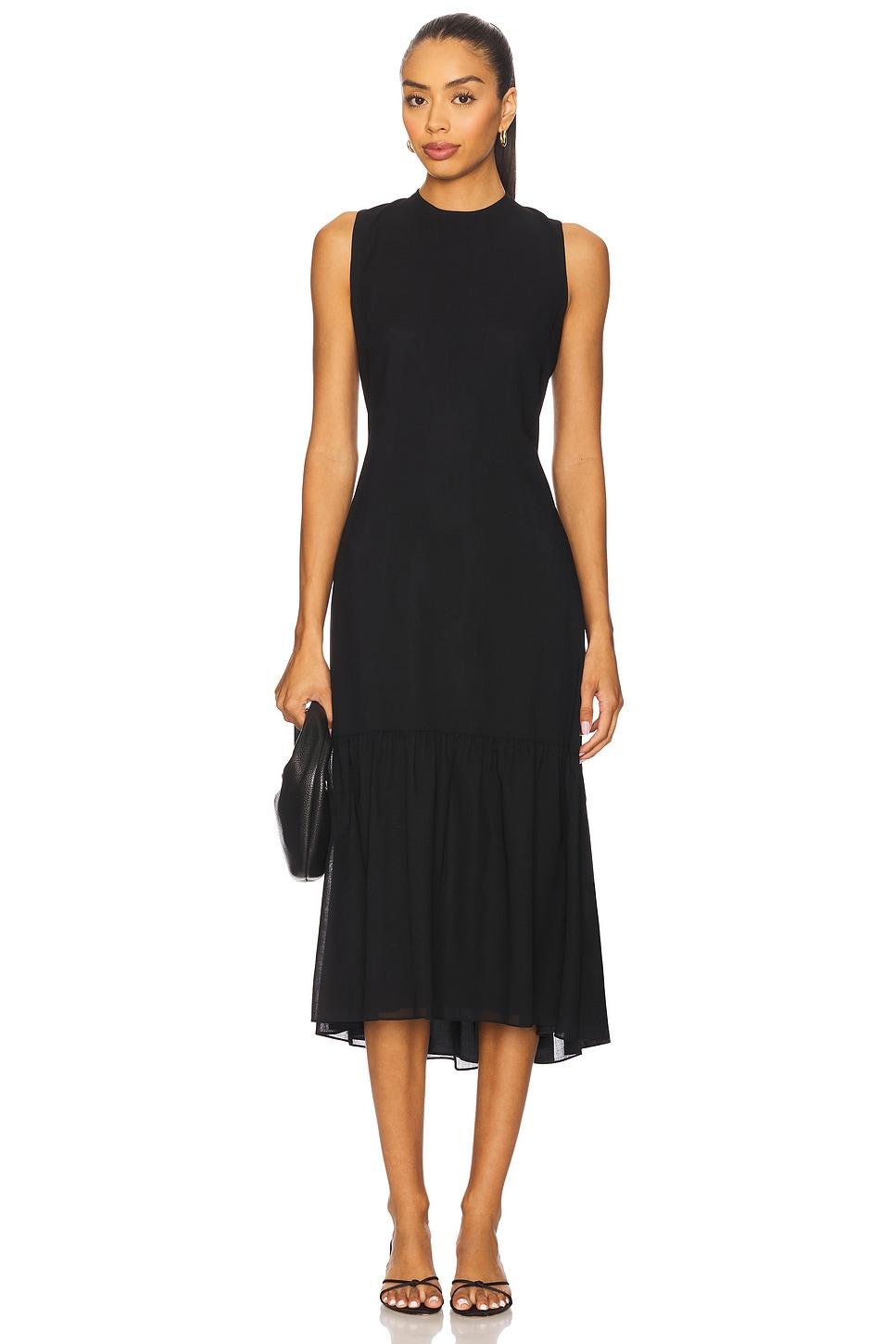 tiered tie neck dress