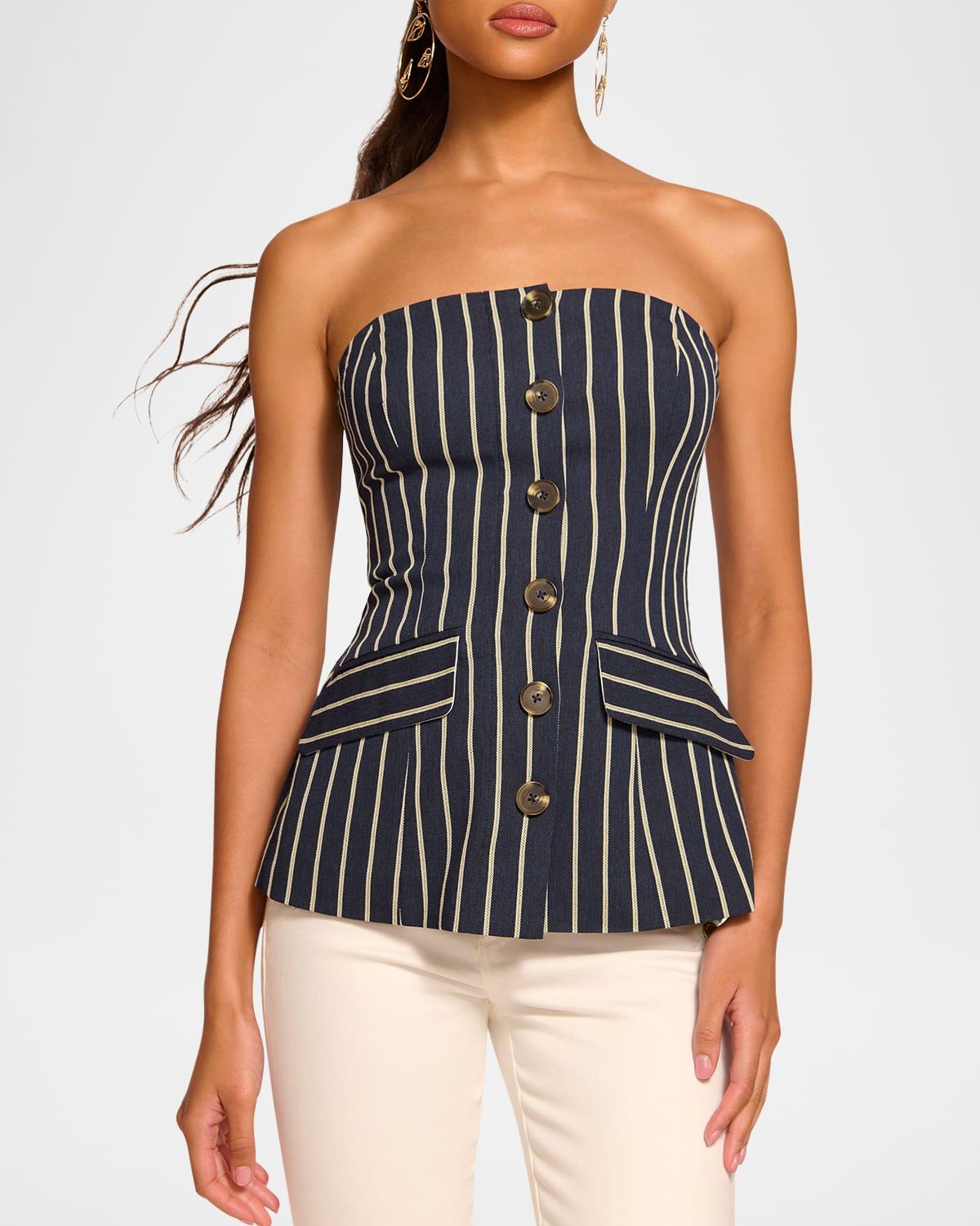 tiffany striped button-front top