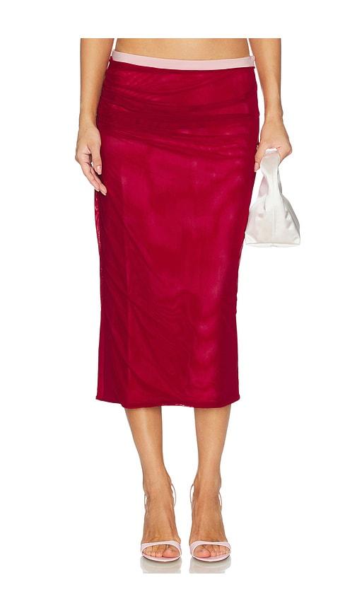 tiger mist caline midi skirt in red.