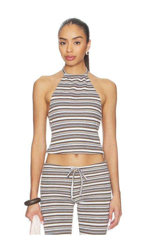 tiger mist dillon top in brown,blue.