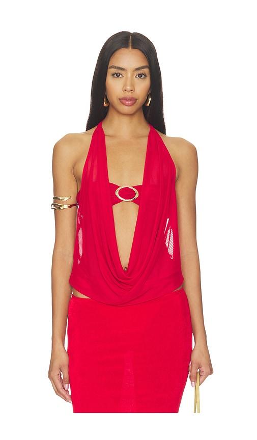tiger mist makena two-piece top in red.