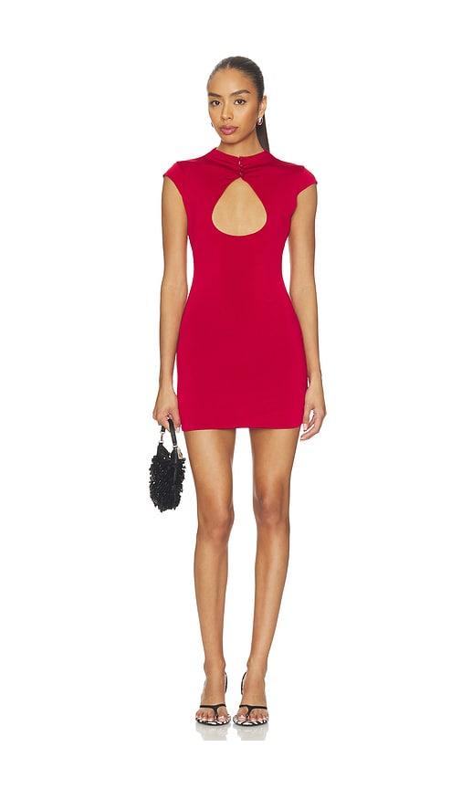 tiger mist mills dress in red.