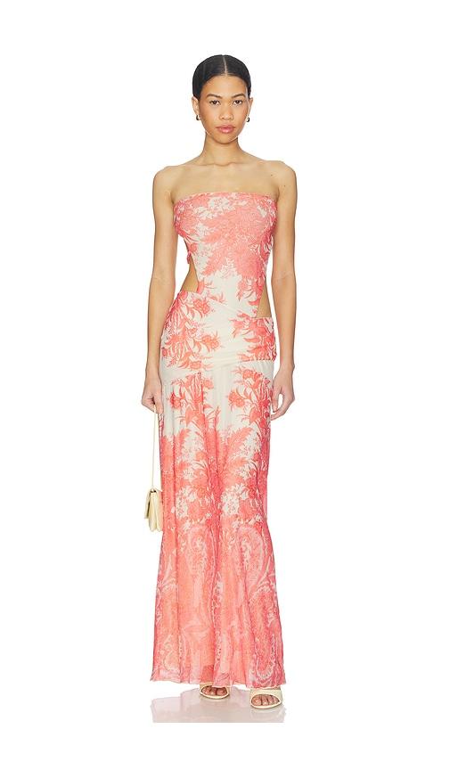 tiger mist poppi maxi dress in coral.