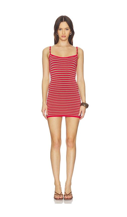 tiger mist reverie knit beaded mini dress in red.