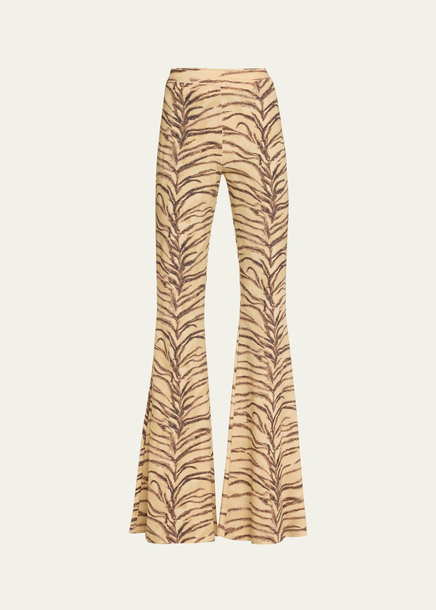 tiger print flared trousers