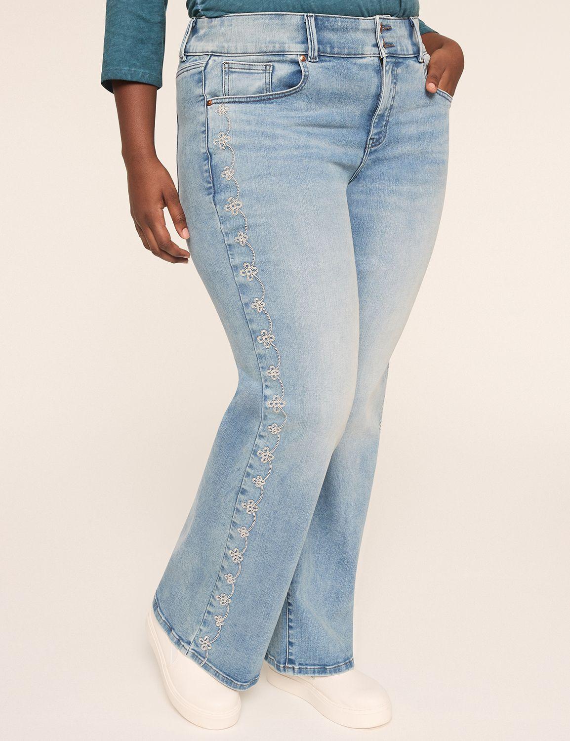 tighter tummy fit embroidered high-rise boot jean