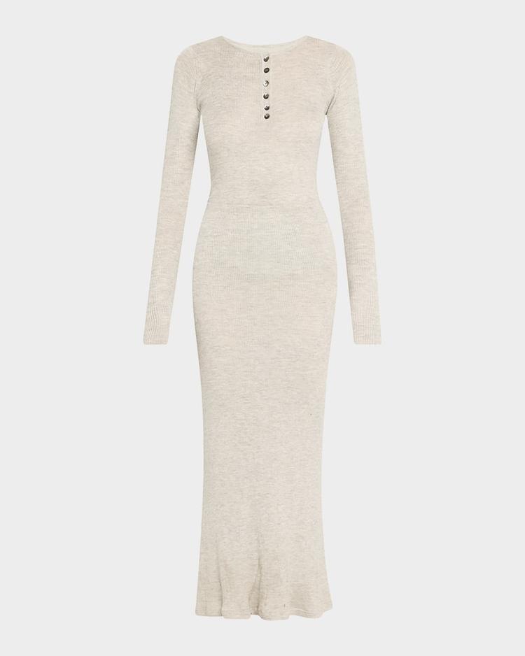 tilda cashmere jersey henley midi dress
