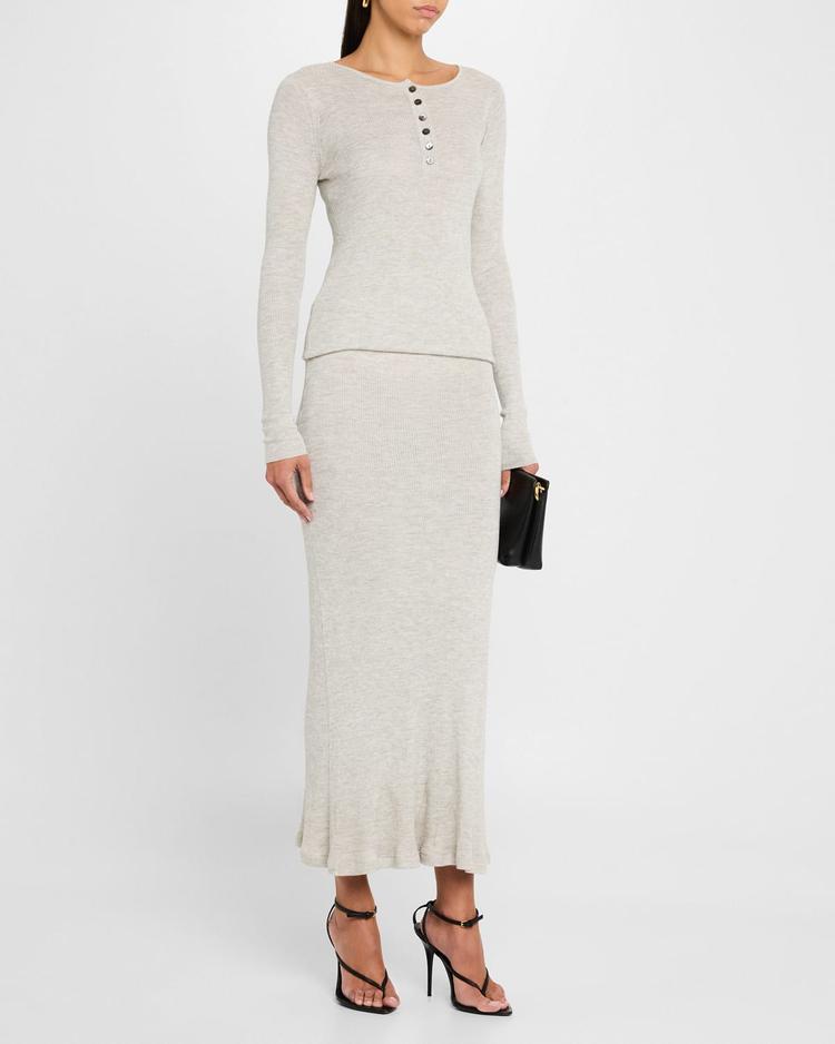 tilda cashmere jersey henley midi dress